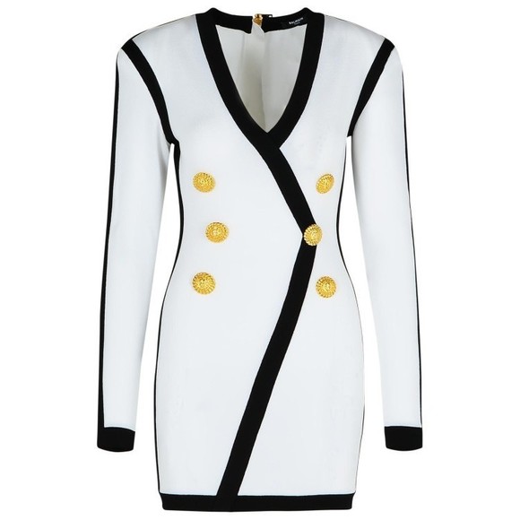 Balmain White Viscose Blend Dress - NWT - Picture 1 of 3